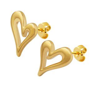 Heart Shaped Stud Earrings‎ 18K Gold Plating Stainless Steel
